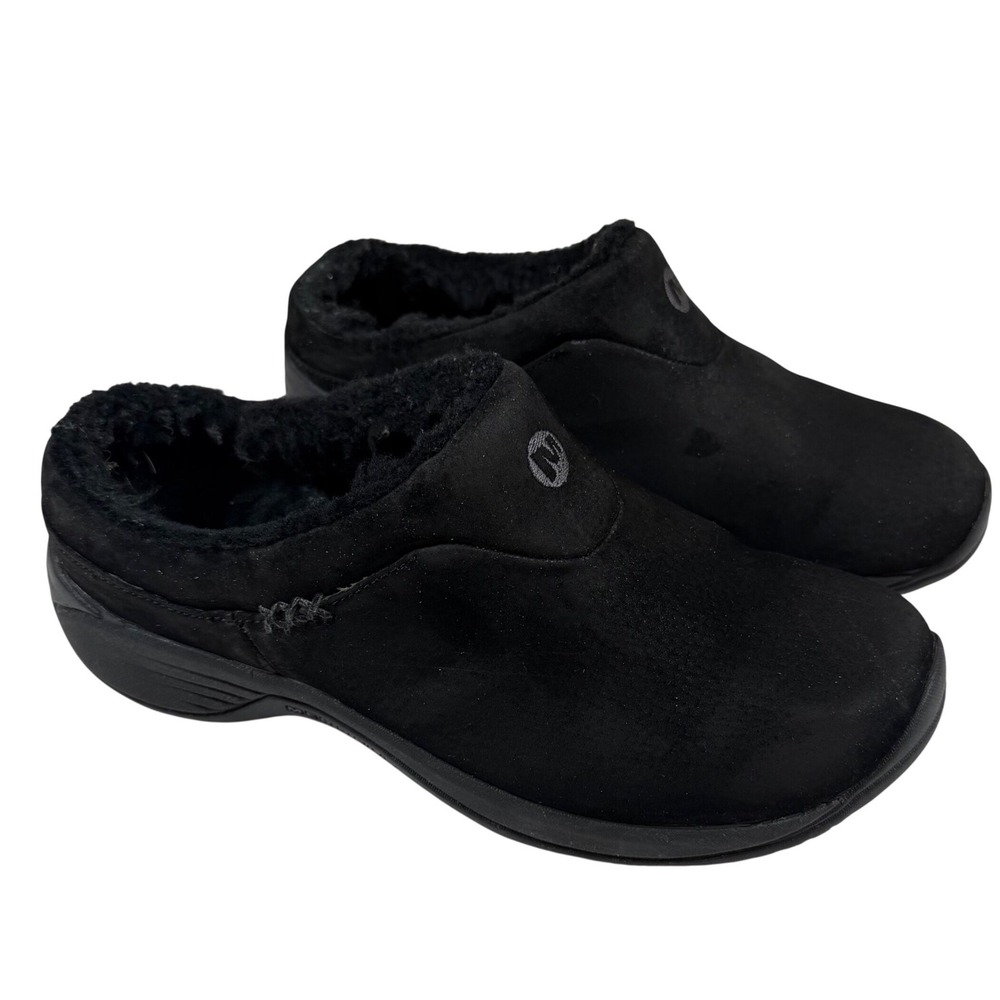 Merrell Encore Ice Black Suede Faux Fur Lined Mules Clogs Womens 8.5 J90610